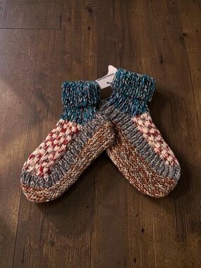 Handmade | Alpaca Wool Cozy Multicolor Knit Slipper Socks